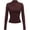 Brown, variant on Going Out Tops for Women Long Sleeve Mock Neck Ruched Work Tops,Office Business Casual Tops,Modest Asymmetrical High Neck Fitted Elegant Dressy Shirt,Cinched Waist,Fall Clothes,Undershirt