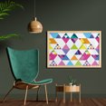 thumbnail image 2 of Geometric Wall Art with Frame, Irregularly Aligned Rhombus and Triangle Funky Colorful Mosaic Tiles, Printed Fabric Poster for Bathroom Living Room Dorms, 35" x 23", Multicolor, by Ambesonne, 2 of 2
