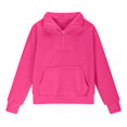 thumbnail image 6 of Ramiter Girls Sweatshirt Sweatshirts for Teen Girls Half Zip Long Sleeve Cropped Hoodies Trendy Cute Clothes for Girls with Thumb Hole(Hot Pink,11-12 Years), 6 of 7