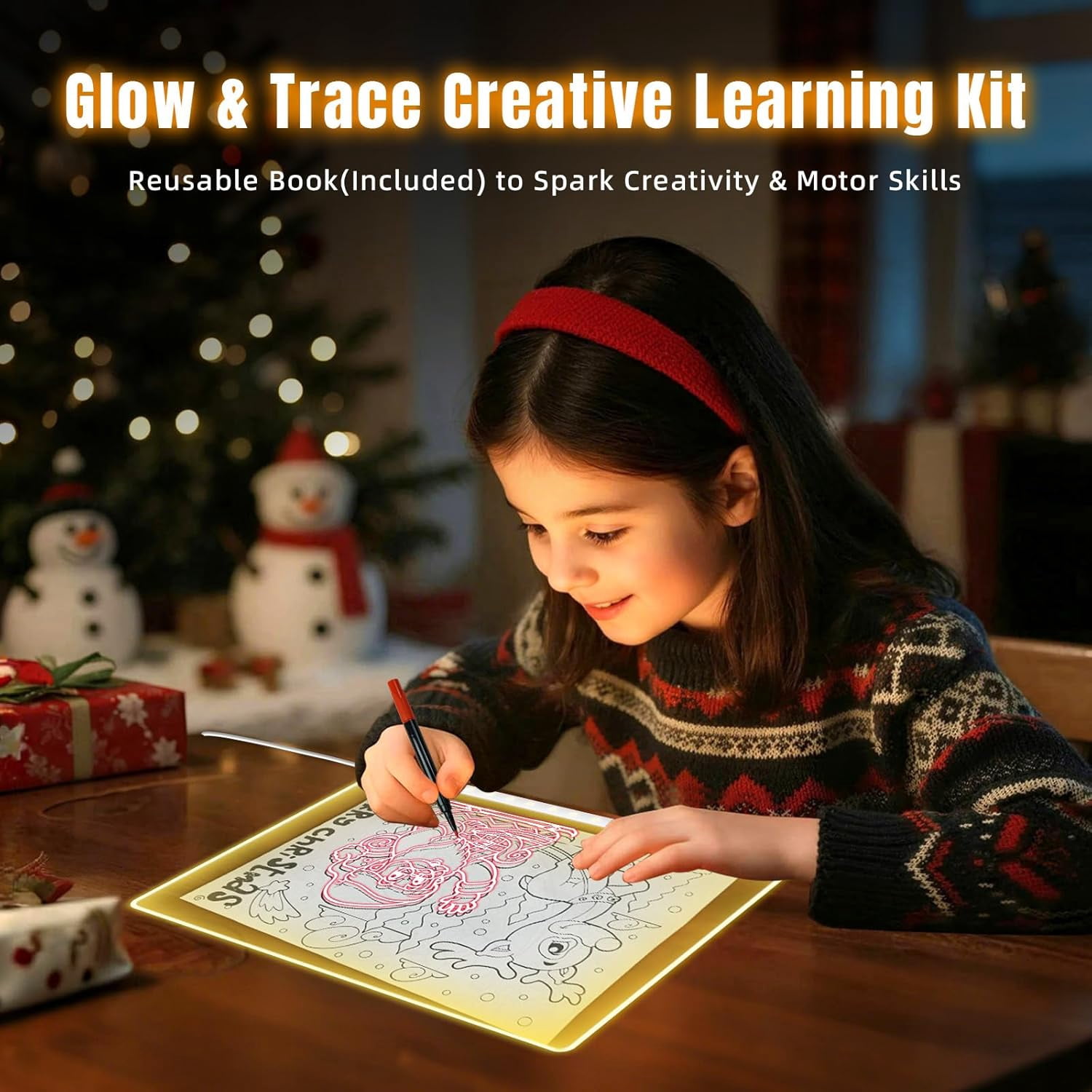 13.7" X10" Led Drawing Board for Kids with 13 Light Effects, Doodle Glow Drawing Board for Kids Gifts 8-12, Light Up Drawing Tablet Toy for Girls//Boys/Teens, Birthday Christmas Gift Ideas