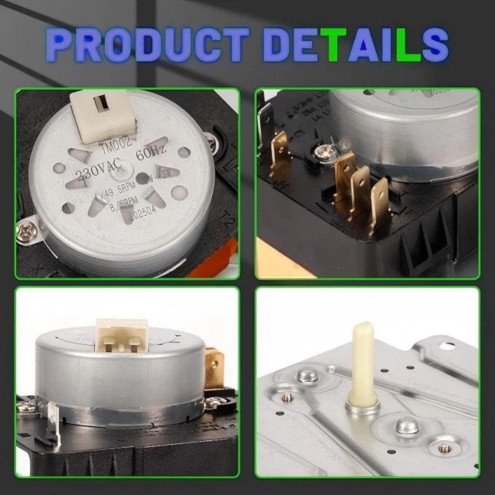 ARCADORA W10185982 Dryer Timer 230VAC 60HZ Metal+Plastic Direct Replacement For Whirlpool Maytag Kenmore Dryers