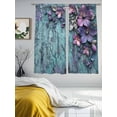 thumbnail image 3 of Purple Floral Sheer Curtains 63 Inch Length 2 Panels Set, Vintage Cracked Wall Country Rustic Voile Window Treatment Rod Pocket Curtains Sheers Drapes for Bedroom/Living Room/Kitchen 52x"63"x2, 3 of 7