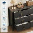 thumbnail image 5 of Juiluna Fluted Dresser for Bedroom, 47.2 Inch Wide 6-Drawer Wood Dresser, Modern Chest of Drawers, Storage Organizer Cabinet for Living Room, Hallway, Entryway, Black, 5 of 8