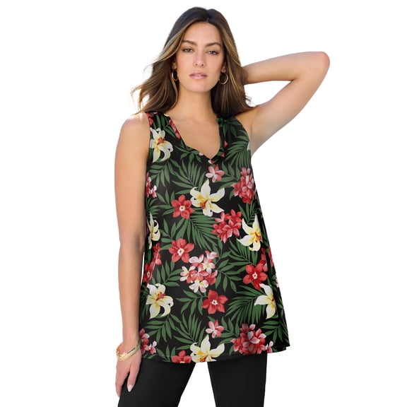 Roaman's Women's Plus Size Cotton Ultimate Swing Tank Top