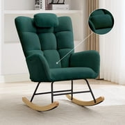Gaderth High Back Stuffed Upholstered Rocking Chair for Living Room & Bedroom, Stuffed Fleece Comfortable Glider Accent Armchair, Soft Modern Design for Adults