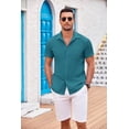 thumbnail image 2 of COOFANDY Men's Casual Button Down Shirts Short Sleeve Textured Linen Summer Beach Shirt with Pocket, 2 of 6