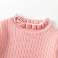 thumbnail image 4 of Odeerbi Toddler Girls Ruffle Mock Neck Sweater Children's Fall Winter Flower Collar Knit Pullover Sweater Solid Color Long Sleeve Knit Jumper Tops Pink, 4 of 6