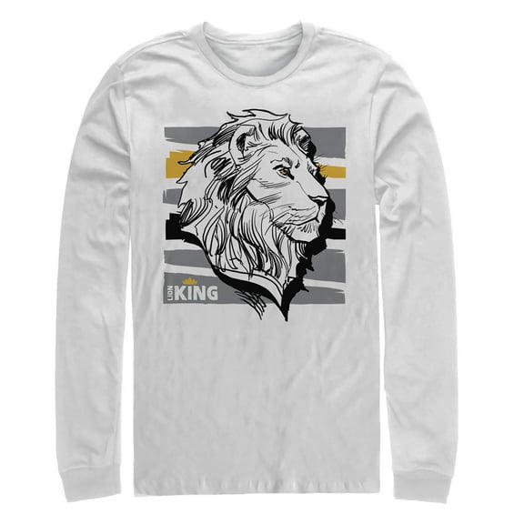 Men's Lion King Mufasa Stripe Profile Long Sleeve Shirt White Large