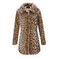 thumbnail image 4 of Giolshon Women's Leopard Print Faux Fur Parka Long Sleeve Warm Fluffy Winter Overcoat Outerwear, 4 of 4