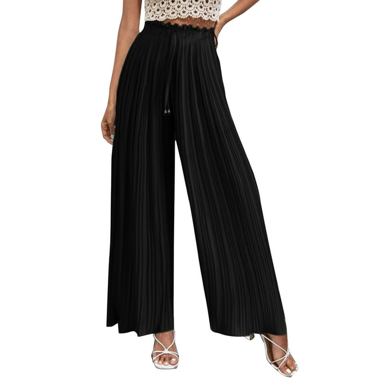 SIZZI dressy romper for women Ultra-Elastic Dress Soft Yoga Pants Vintage  High Waist Flare Pants for Women Stretch Suit Fabric Casual Trousers  Dropshipping (Color : Black, Size : XXXL) price in Saudi
