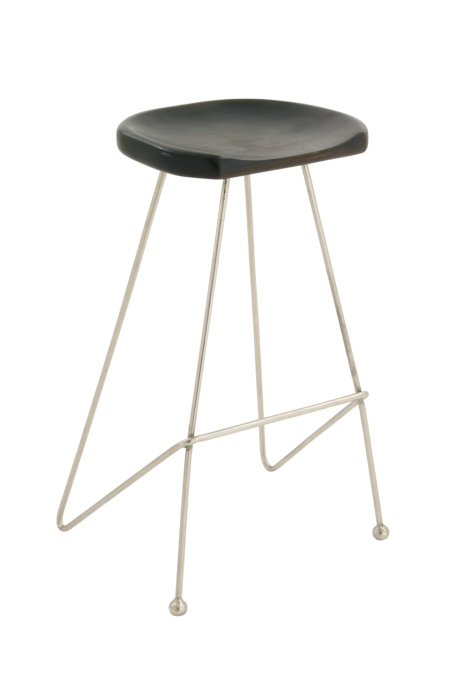 Decmode 32 Inch Modern Suar Wood Iron Bar Stool, Mahogany brown