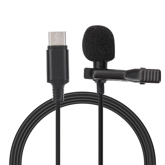 Mini Clip On, Mic Type C Audio Interface Lavalier Microphone Vlogging Microphone for Type C Condenser Phone Birdwatching Usb Type Omni Directional 360 Sound Collecting
