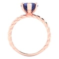 thumbnail image 4 of Solitaire Engagement Ring for Women - 2ct Simulated Tanzanite in 18K Rose Gold Promise Ring, 4 of 6