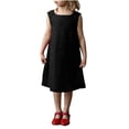 thumbnail image 1 of Tranfacy Robe d'Été pour Filles, Robe Sans Manches pour Tout-Petites Filles, Robe Sans Manches à Col Rond en Lin Uni pour Enfants d'Âge Moyen avec Laçage au Dos, 1 of 5