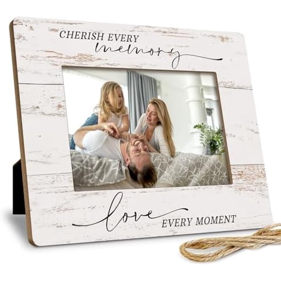 4x6 Wooden Picture Frame - Wall or Tabletop Display with 'Cherish Every Memory' Quote | Heartwarming Gifts for Parents & Grandparents (Living Room, Bedroom Home Decor)$$Home Decor, Kitchen, & Other
