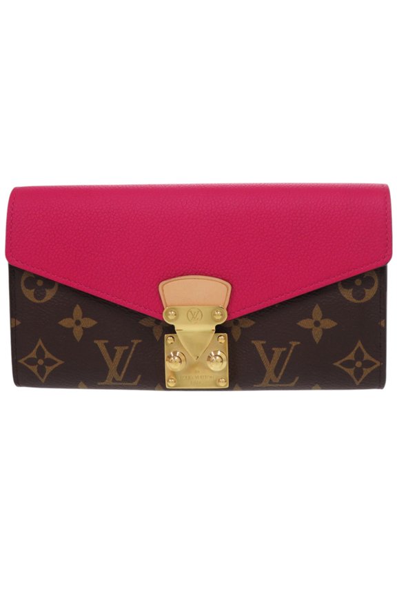 Pre-Owned Louis Vuitton Portefeuille Pallas Monogram M64352 Canvas Brown Pink Long Wallet LV...