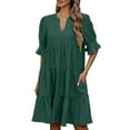 thumbnail image 2 of Ahuyic Womens Summer Casual Dress,Womens Plus Size Dress,Womens Solid Color And Linen Sleeveless Large Dress,Green,L, 2 of 5