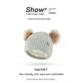 thumbnail image 6 of Children's Winter Wool Warm Knit Hat Scarf Gloves Three-piece Set Plus Fluff Ball Hat Three-piece Set Black, 6 of 11