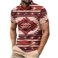 thumbnail image 1 of Camisas de Manga Larga para Hombres Impresos Girar Hacia Abajo Botones de Cuello Lateral Dividido, Casual Blusa de Manga Corta, 1 of 5