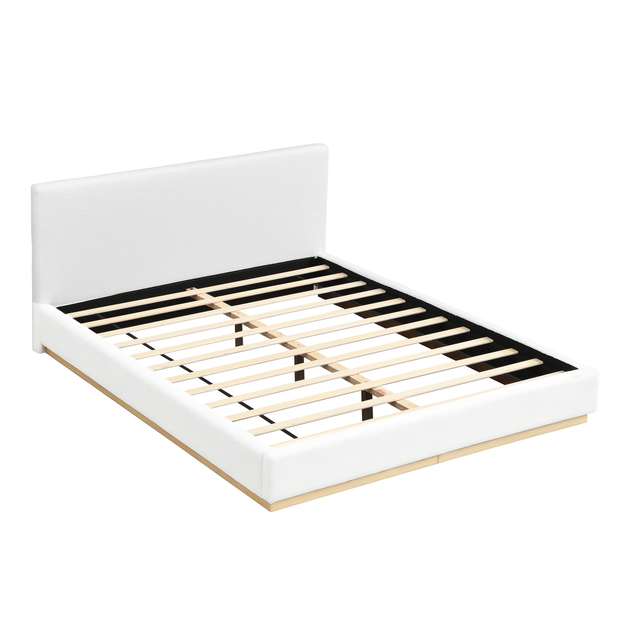 Christopher Knight Home Queen Fabric Upholstered Platform Bed Frame, White