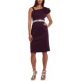 thumbnail image 1 of Nightway Womens Asymmetrical Neckline Sheath Dress plum 10P, 1 of 1