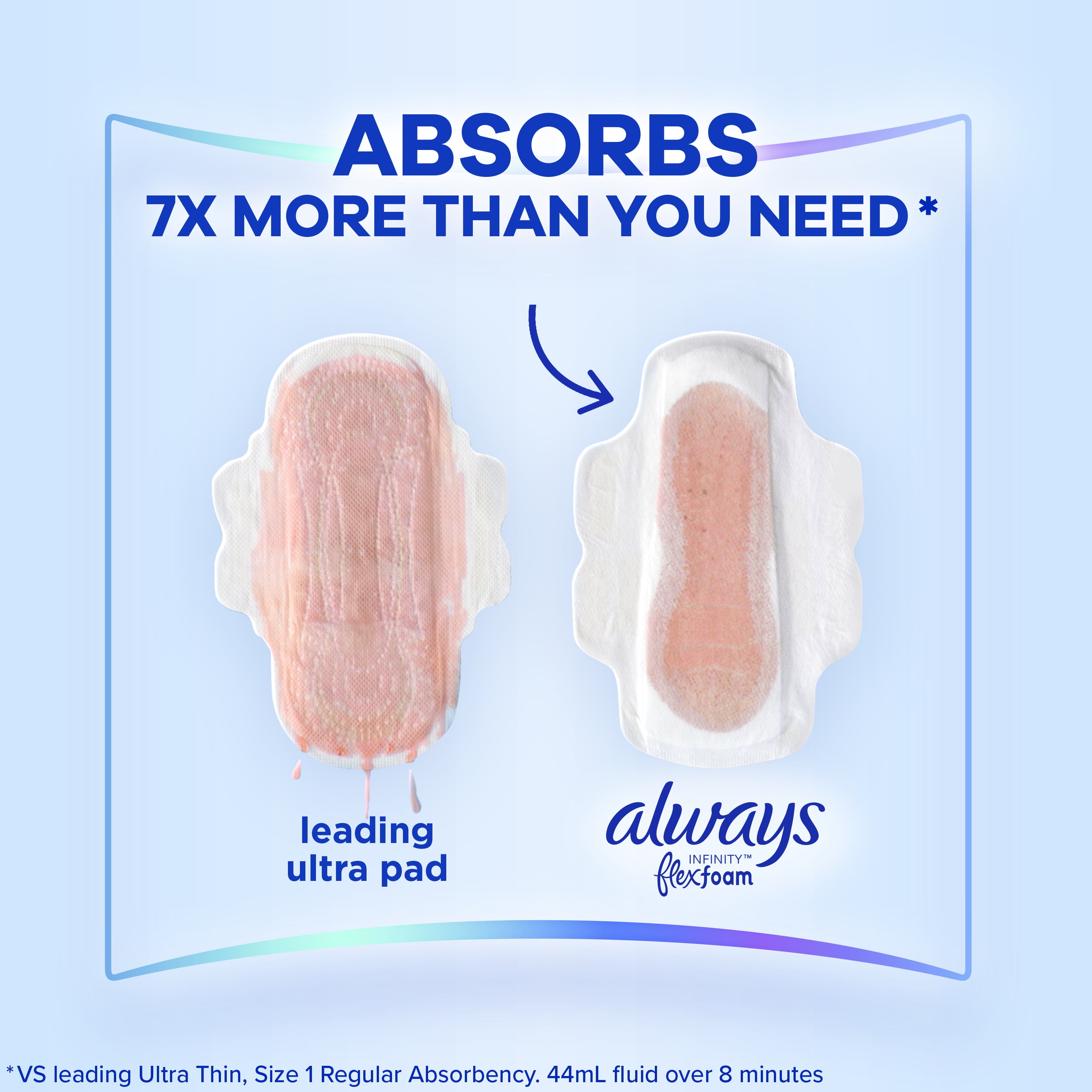 Always Infinity Feminine Pads for Women with Wings, Size 2 Heavy, Unscented, 46 Count