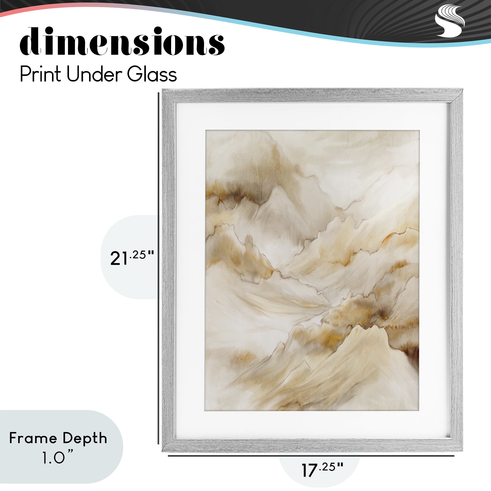 Stupell Industries Neutral Land Flow Gray Framed Print Under Glass, design by Kim Allen