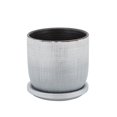 thumbnail image 1 of Sagebrook Home 5" TEXTURED PLANTER WITH SAUCER, SILVER, 1 of 2