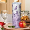 thumbnail image 2 of Butterfly 20oz Stainless Steel Skinny Tumbler – Vacuum Insulated Slim Travel Cup with Lid & Stainless Steel Straw, 360° Full Wrap Printed Tumbler for Home, Office & Outdoor Use, Spring, 2 of 6