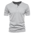 thumbnail image 6 of Hearthz Henley Shirts for Men 3 Button Short Sleeve Shirt for Men Basic Breathable Moisture Wicking Athletic Shirts for Men Light Gray XXL, 6 of 7