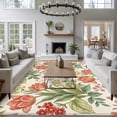 thumbnail image 5 of Area Rug 72×108in, Vintage Tulips Red Daisies Floor Carpet Living Room Rug, Yellow Blooms Floral Pattern Non-Slip Welcome Mat Indoor Rugs for Bedroom Dining Room, 5 of 9