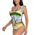 thumbnail image 2 of Haiem African Women Women's One Piece Swimsuits Tummy Control One Shoulder Bathing Suits Ruffle Swimwear-X-Large, 2 of 8