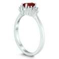 thumbnail image 2 of SZUL Women's 6X4MM Garnet and Diamond Regal Ring in 10K White Gold, 2 of 4