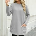thumbnail image 2 of Fall Saving! HVOBTTY Womens Long Sleeve Pullover T Shirt, Fall Tops for Women, Women's Casual Solid Color Fleece Pullover Top with Pocket Gray, XXL, 2 of 5