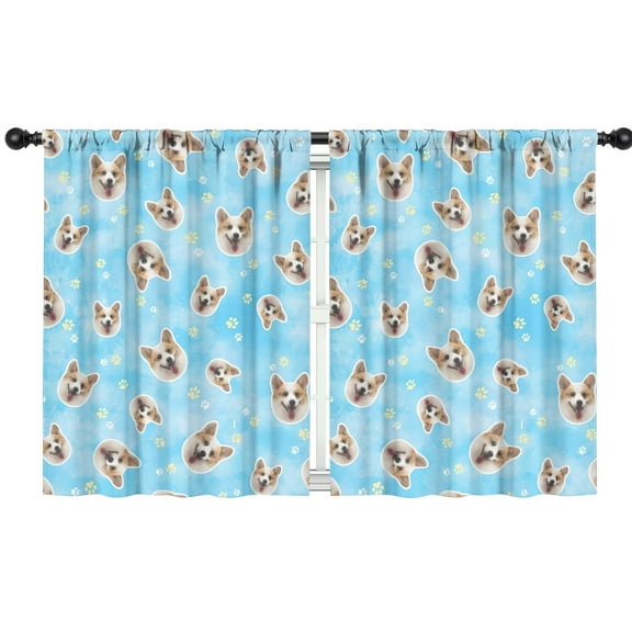 Blackout Kids Curtains,Corgi Footprint Childrens Insulated Curtains Set Of 2,Bedroom Essentials,Toddler Room Decor 42x54in(106x137cm)