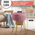 thumbnail image 2 of Hofitlead Velvet Storage Ottoman Vanity Stools - Multifunctional Upholstered Pleated Round Footrest with Golden Metal Legs,Removable Coffee Table Top Cover,Suitable for Living Room,Bedroom，Pink, 2 of 9
