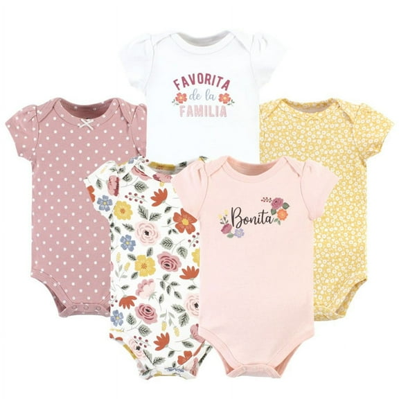Hudson Baby Short Sleeve Bodysuits, 5-Pack, Newborn- 24 Months