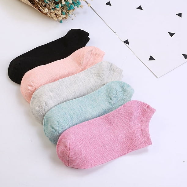Calcetines de mujer calcetines cortos color caramelo barco Calcetines de mujer de algodón de color sólido de boca baja de verano estilo coreano fino