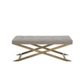 thumbnail image 2 of Benjara Cid Shia 47" Accent Bench- Tufted Gray- X Shape Brushed Brass Legs, 2 of 6