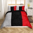 thumbnail image 1 of Erosebridal Housse de Couette Imprimé Rose Très Grand, Housse de Couette Noir Rouge Gris Très Grand, Déco Chic à Rayures Géométriques, Réversible (Sans Couette), 1 of 7