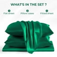 thumbnail image 2 of Seasonwood Satin Sheets,Full Size Silky Sheet Set,4 Pieces,Green, 2 of 7