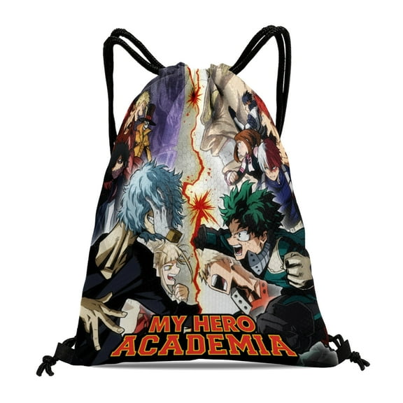 Drawstring Backpack for My Hero Academia Sackpack Adults Women Men Party Favor Bags Sports for Swimming Gym Travel Hiking Camping Tote Bag 11.8 × 15.7 in