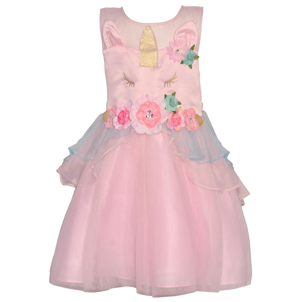 Rare Editions Rare Editions Baby Girls Pink Flower Applique Tea