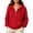 Red #021, variant on Women's Half Zip Oversized Drawstring Hoodie Casual Sweatshirt with Kangaroo Pocket XL