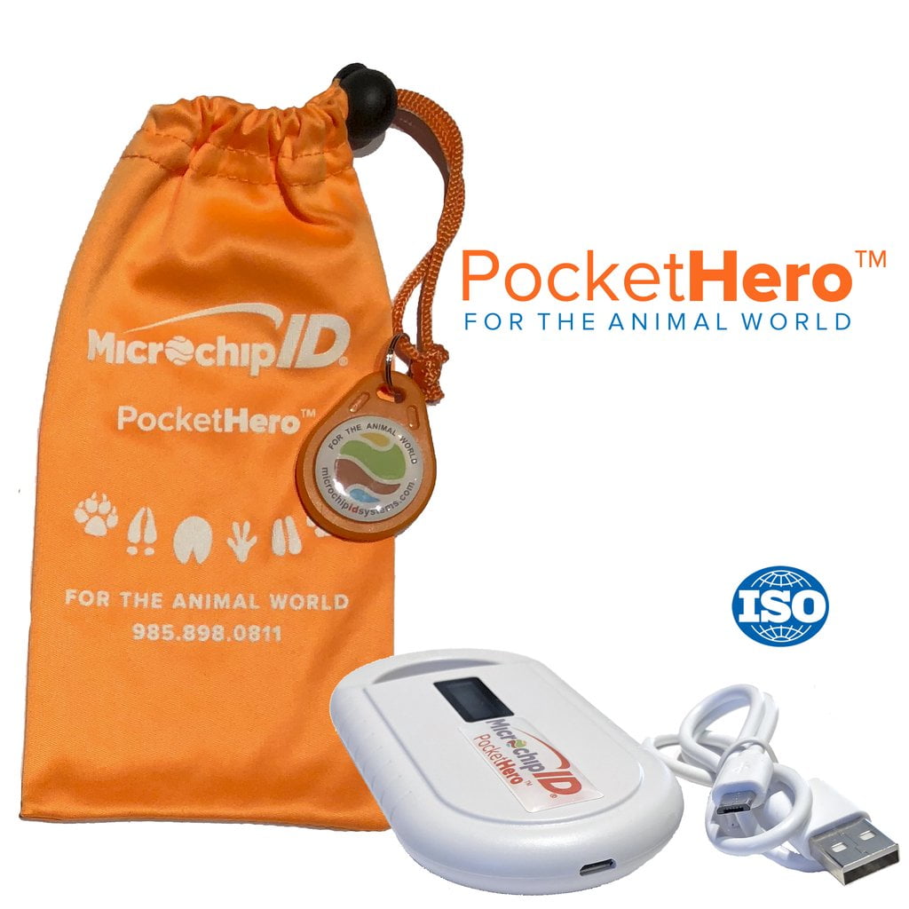 Microchip ID Systems Pocket Hero Handheld ISO Microchip Reader Scanner Orange