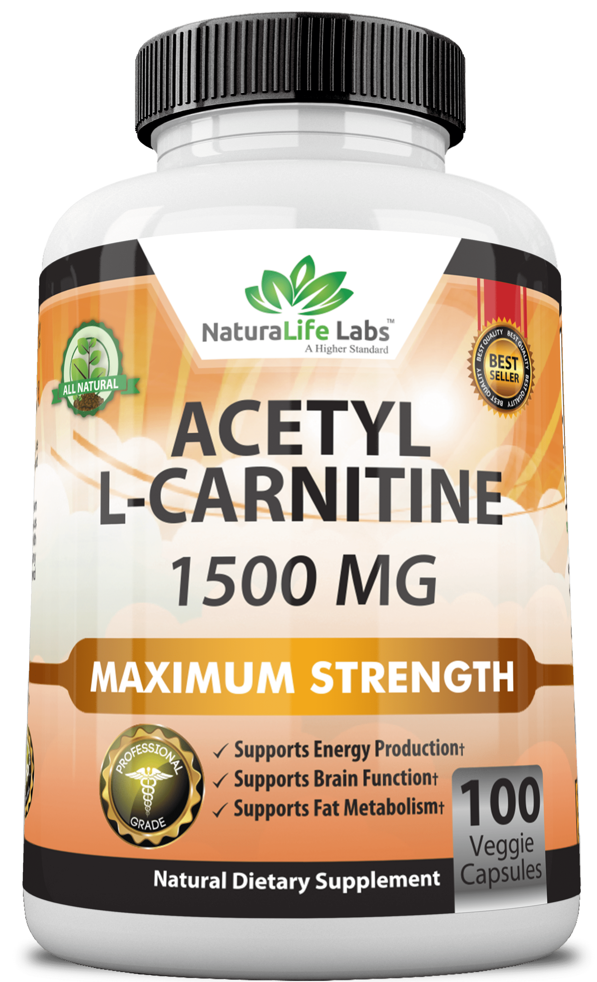 Acetyl LCarnitine 1,500 mg High Potency Supports Natural Energy Production, Supports Memory