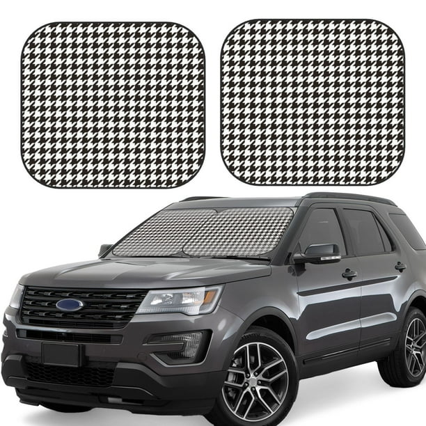 Fotbe Houndstooth Black And White Juego de 2 Piezas de Parasoles para Parabrisas | Bloqueador Solar para Auto | Accesorios Plegables para Protección Solar Interior-Medium