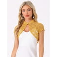 thumbnail image 3 of DARING DIVA Women's Lace Cardigan Stand Collar Short Shrugs M Yellow, 3 of 6