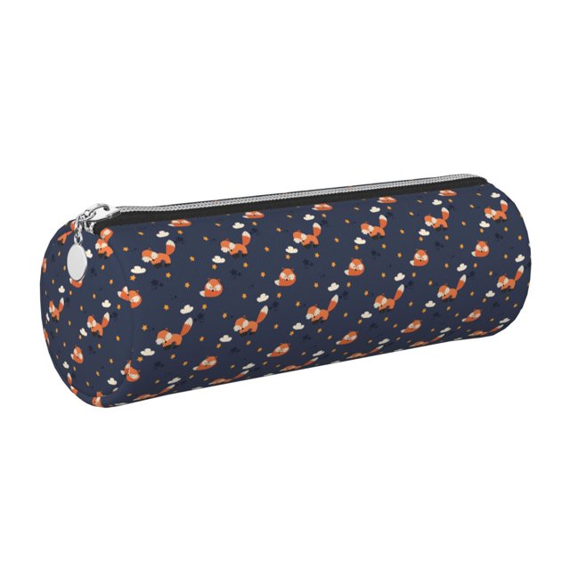 Disketp Cartoon Fox Estuche Organizador de Lápices de Cuero, Estuche de Oficina con Cremallera para Bolígrafo y Lápiz