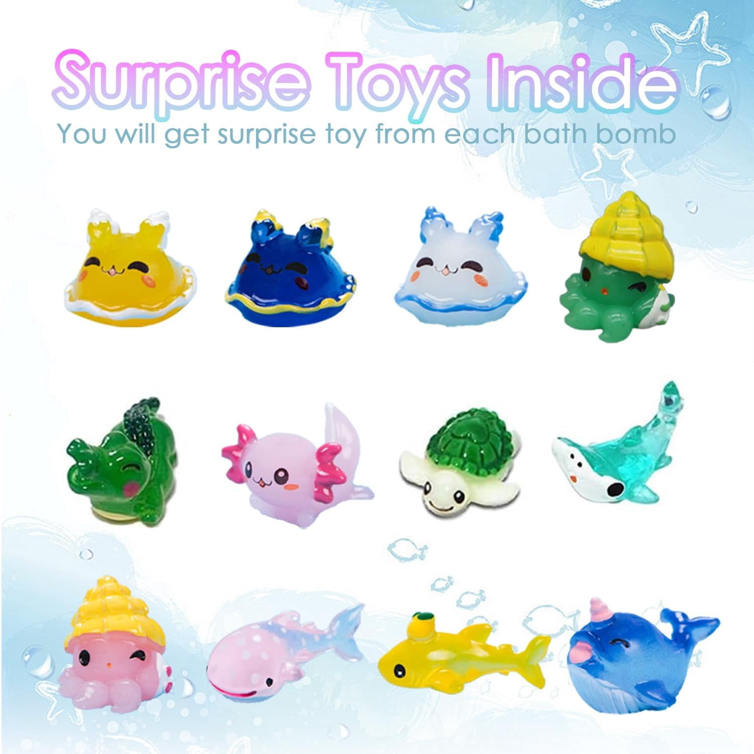 Bath Bombs for All Age with Surprise Inside, 12 Pack Bath Bombs Gift Set, Easter Basket Stuffers Easter Gifts for Bubble Fizzy for Girls Boys with Ocean and Jungle Animal Tools Inside